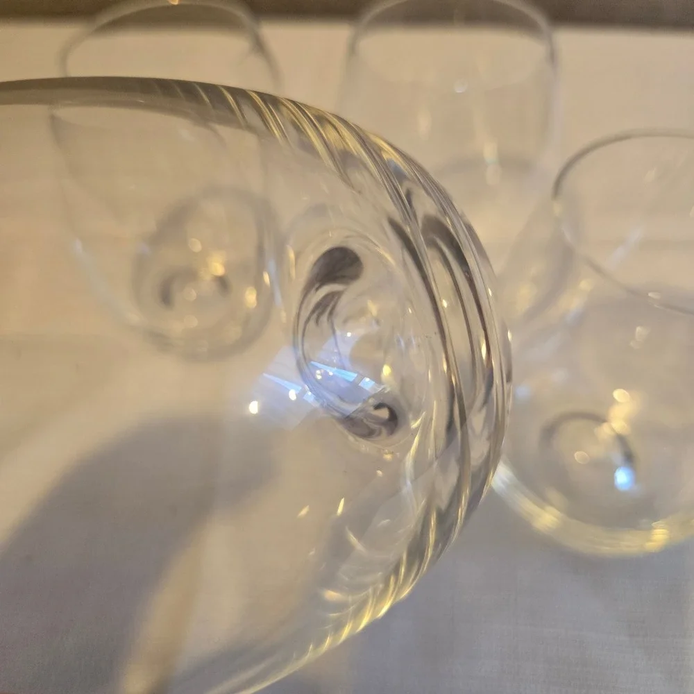 Dartington Crystal Stemless Wine Glasses Set of 4 Clear Dimple Base‎ 4.5 inch
